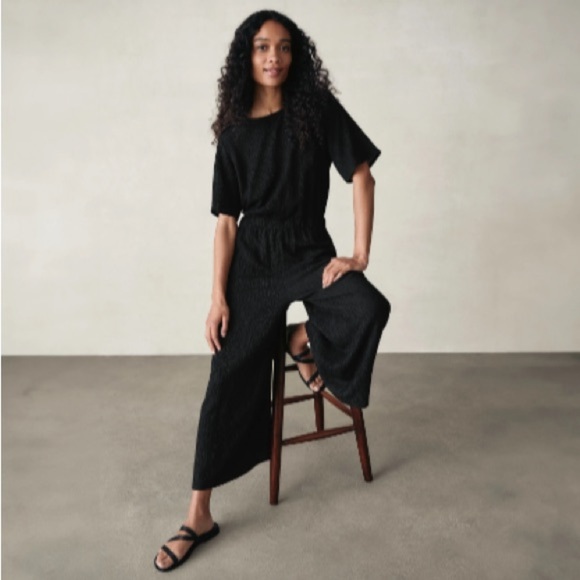 Eileen Fisher Woman Round Neck Wide Leg Jumpsuit in Black Size 1X Plus Size. - Picture 1 of 13